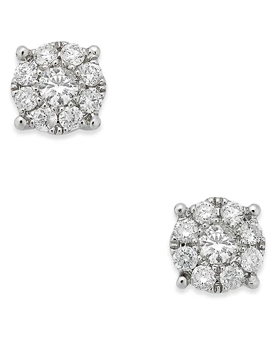 Diamond Cluster Stud Earrings (1/4 ct. t.w.) in 14k White Gold