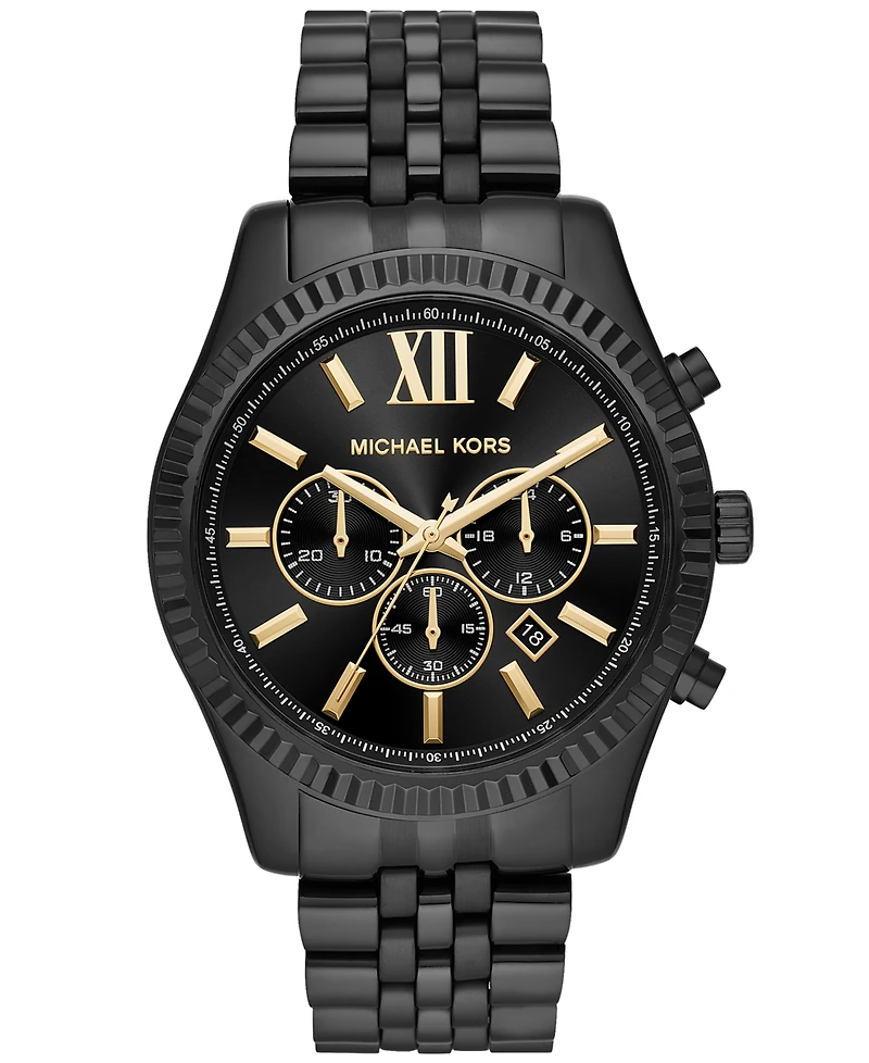 Michael Kors Men's Chronograph Lexington Black Stainless Steel Bracelet Watch 44mm