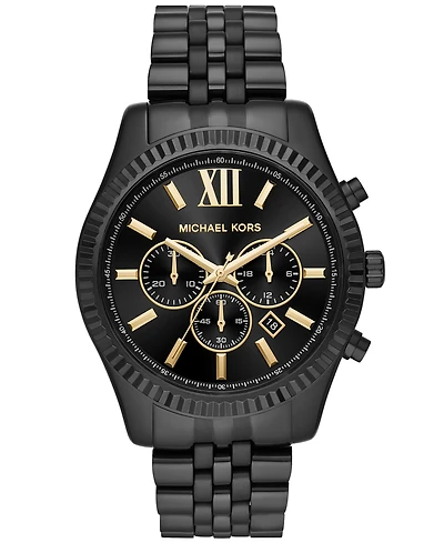 Michael Kors Men's Chronograph Lexington Black Stainless Steel Bracelet Watch 44mm