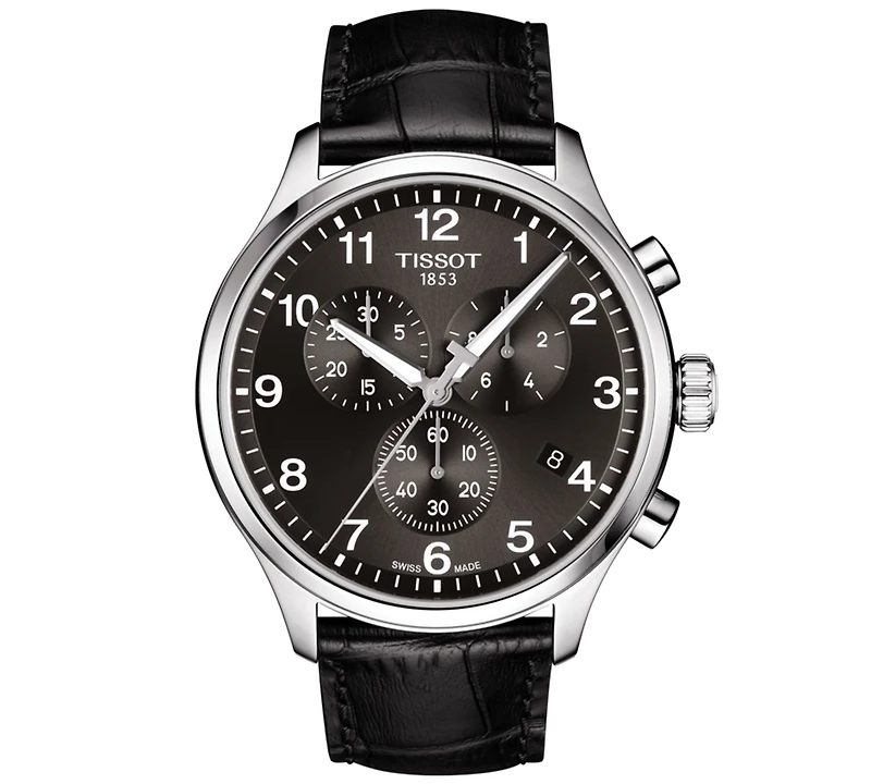 Tissot Men's Swiss Chronograph Chrono Xl Classic T-Sport Black Leather Strap Watch 45mm