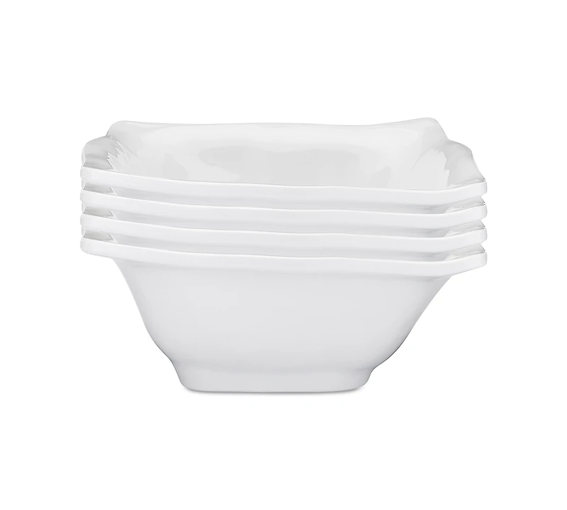 Q Squared Ruffle Melamine Square Cereal Bowls, Set of 4