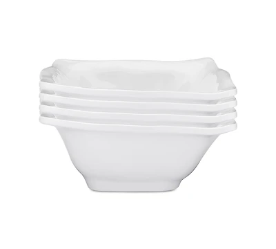 Q Squared Ruffle Melamine Square Cereal Bowls, Set of 4