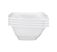 Q Squared Ruffle Melamine Square Cereal Bowls, Set of 4