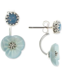 lonna & lilly Gold-Tone White Flower Front and Back Earrings