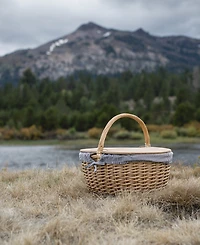 Picnic Time Country Navy & White Striped Picnic Basket