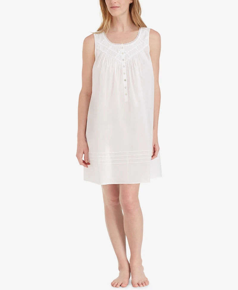 Eileen West Cotton Lace-Trim Short Nightgown