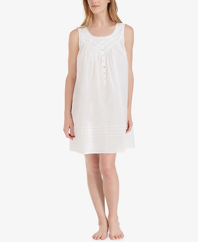 Eileen West Cotton Lace-Trim Short Nightgown