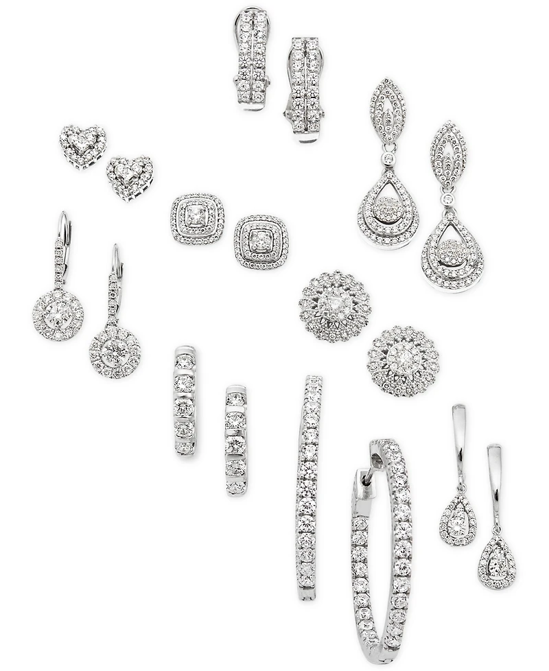 Effy Diamond Heart Stud Earrings (1/2 ct. t.w.) in 14k White Gold (Also available in Yellow Gold)