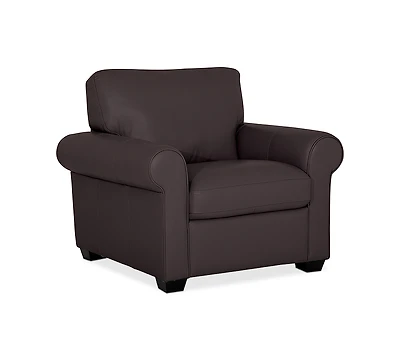 Orid 36" Leather Roll Arm Chair, Created for Macy's