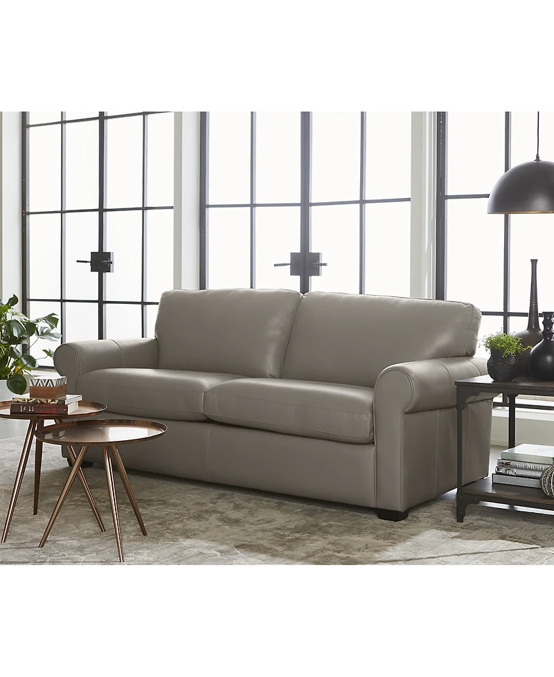 Orid 77" Leather Roll Arm Apartment Sofa, Created for Macy's