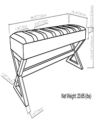 Salinger Contemporary Modern Rectangle Ottoman Bench