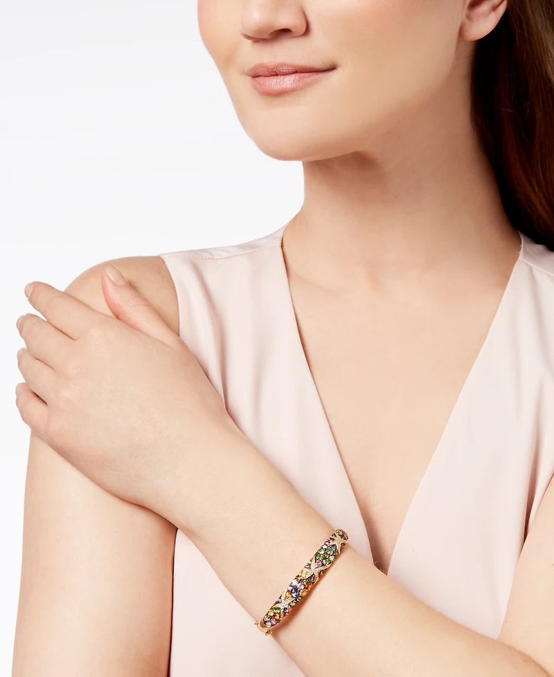 Effy Multicolor Sapphire (7-5/8 ct. t.w.) and Diamond (1/4 ct. t.w.) Starfish Bangle in 14k Gold, Created for Macy's