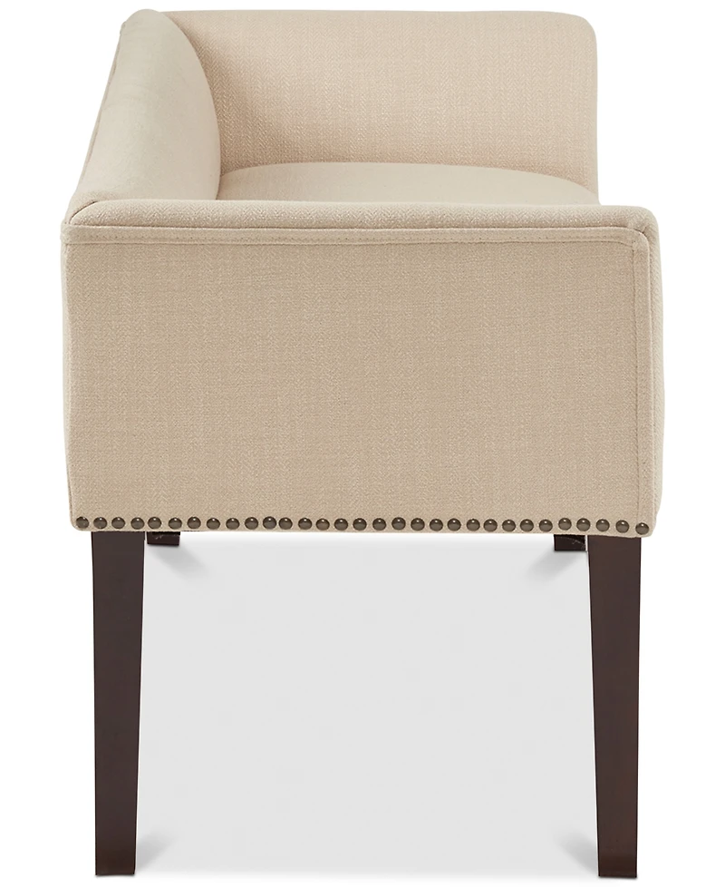Madison Park Welburn 49.5" Upholstered Bench with Back Wood Legs