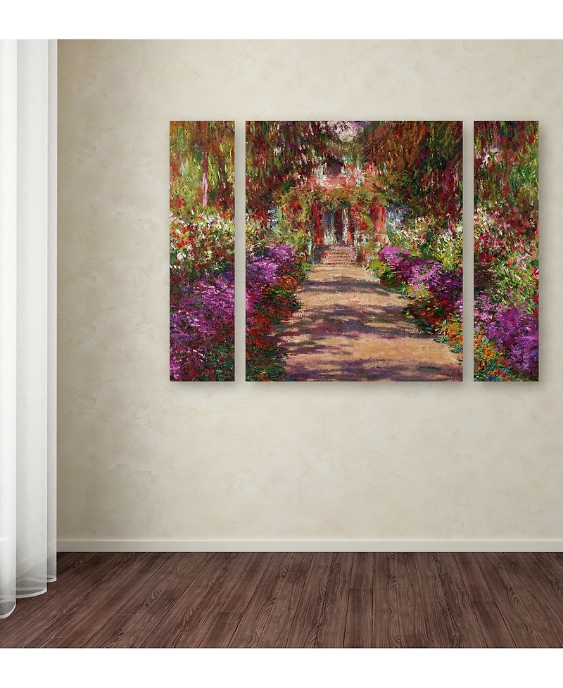 Claude Monet 'A Pathway in Monet's Garden' Large Multi-Panel Wall Art Set, 30" x 41"