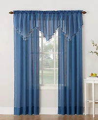Crushed Sheer Voile Ascot Beaded Rod Pocket Curtain Valance