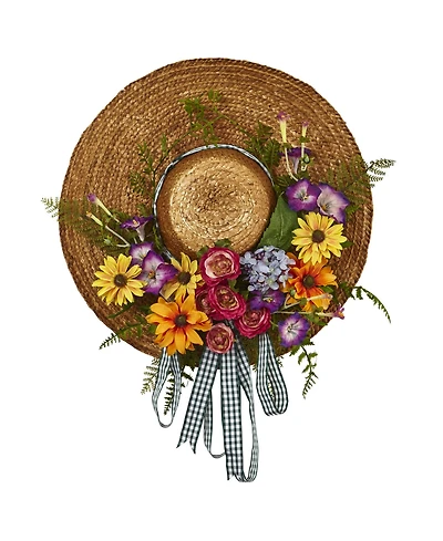 Nearly Natural Mixed Flower Hat Wreath