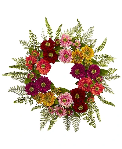 Nearly Natural Mixed Flower Wreath