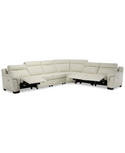 Closeout! Julius Ii -Pc. Leather Sectional Sofa With Power Recliners, Power Headrests & Usb Power Outlet