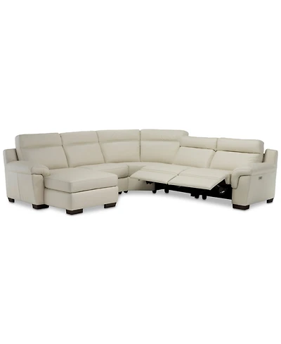 Closeout! Julius Ii 5-Pc. Leather Chaise Sectional Sofa With 2 Power Recliners, Power Headrests & Usb Power Outlet, Created for Macy's