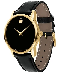 Movado Women's Swiss Museum Classic Black Leather Strap Watch 28mm