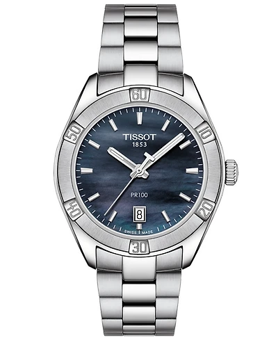 Tissot Women's Swiss Pr 100 Sport Chic T-Classic Gray Stainless Steel Bracelet Watch 36mm