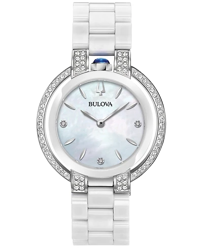 Bulova Women's Rubaiyat Diamond (1/3 ct. t.w.) Stainless Steel and White Ceramic Bracelet Watch 35mm