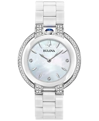 Bulova Women's Rubaiyat Diamond (1/3 ct. t.w.) Stainless Steel and White Ceramic Bracelet Watch 35mm