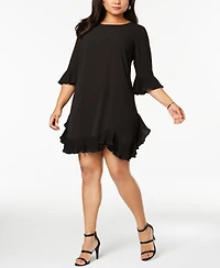 Msk Plus Pleated Ruffle Dress