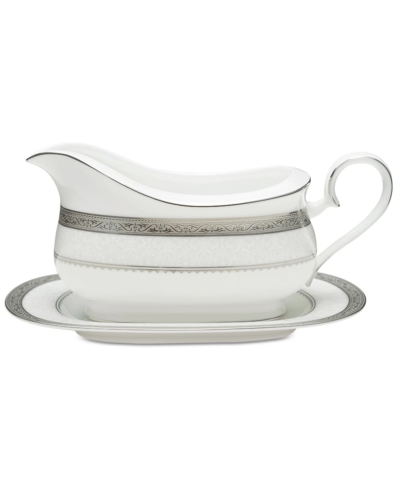 Noritake Odessa Platinum Gravy Boat And Tray