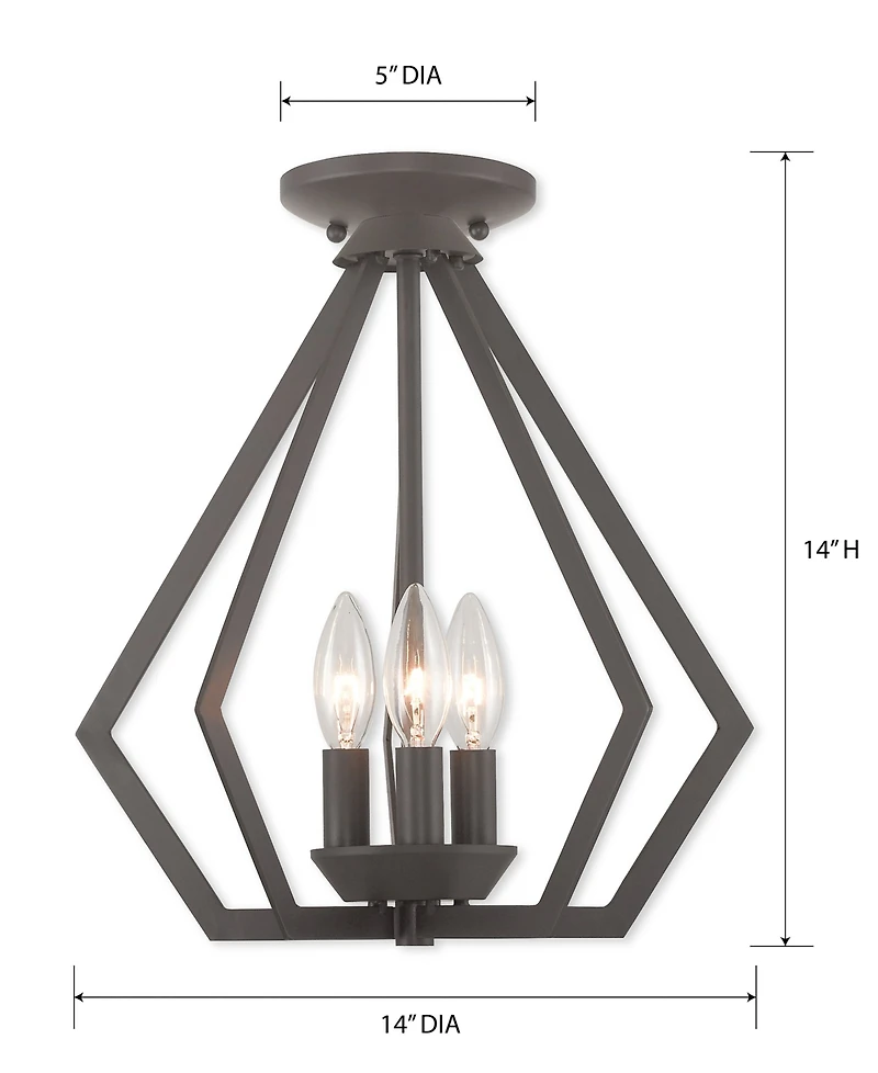 Livex Prism 3- Light Metal 14'' Pendant