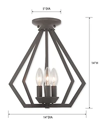 Livex Prism 3- Light Metal 14'' Pendant