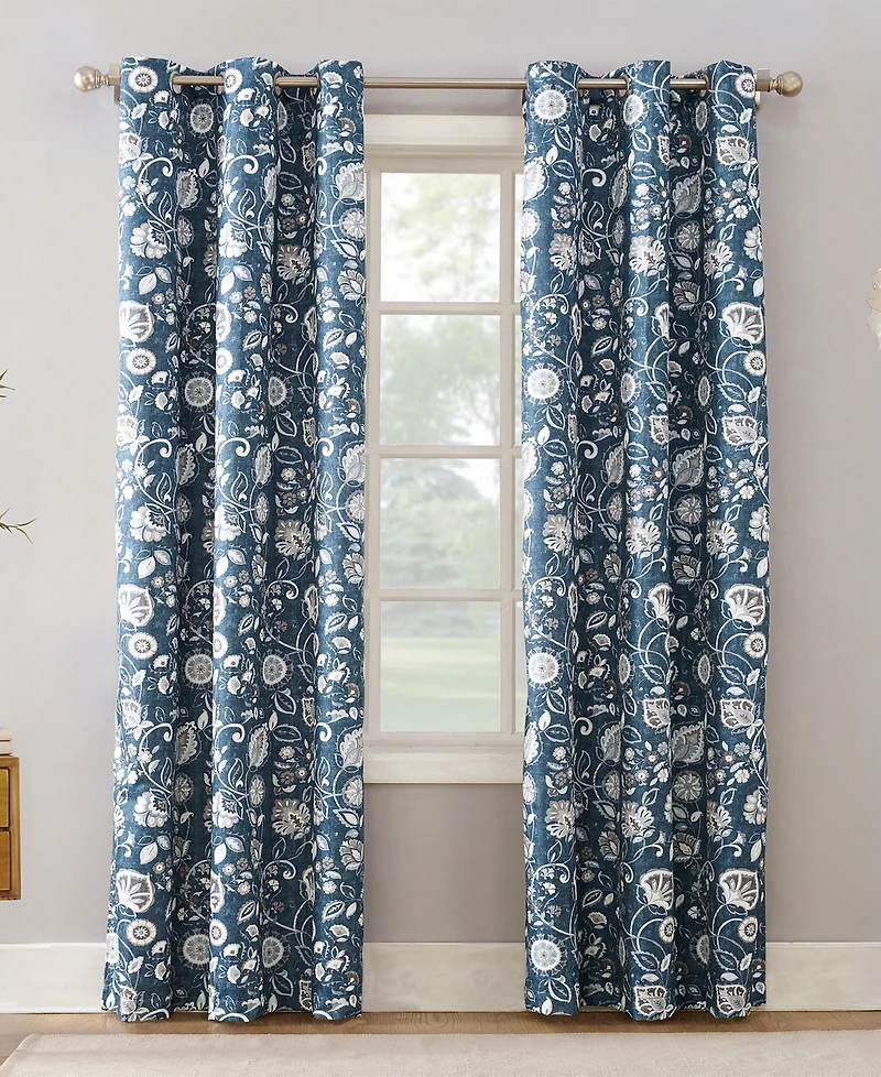 Jorah Botanical Print Thermal Insulated Room Darkening Grommet Curtain Panel
