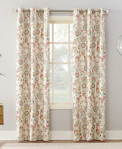 Jorah Botanical Print Thermal Insulated Room Darkening Grommet Curtain Panel