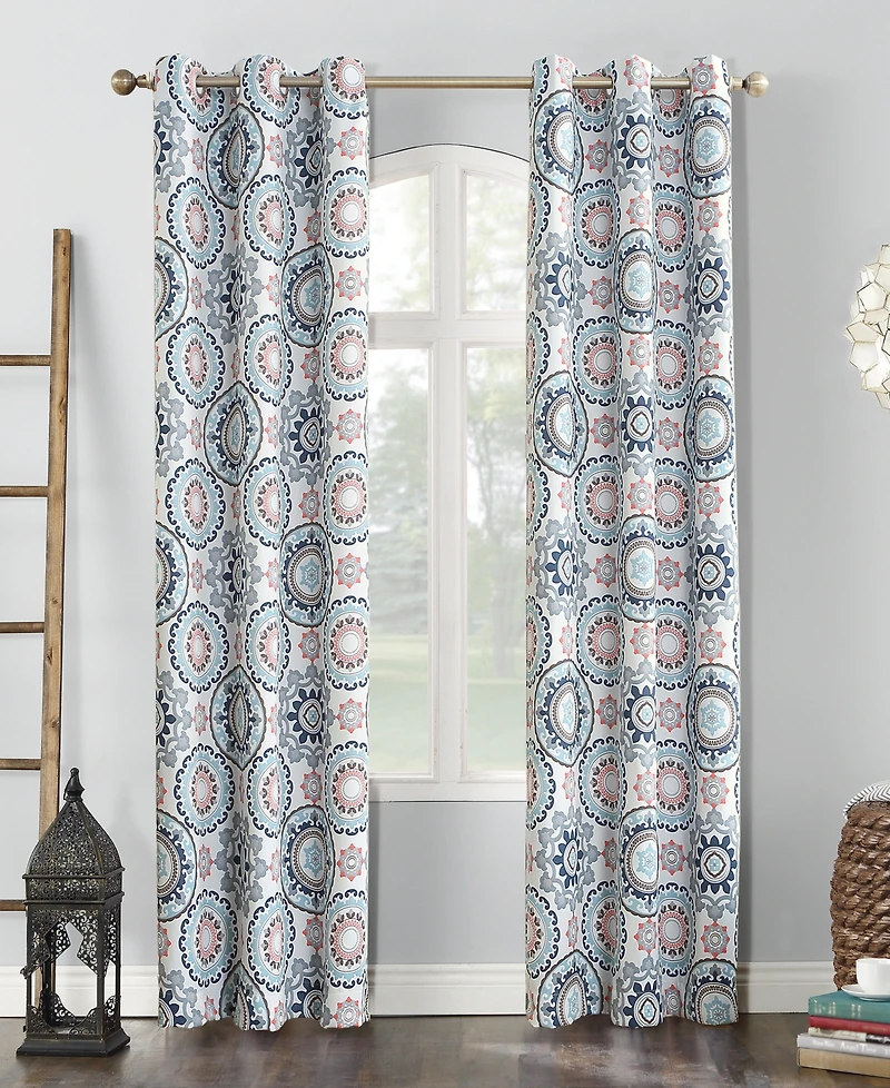 Nepal Global Medallion Print Blackout Grommet Curtain Panel