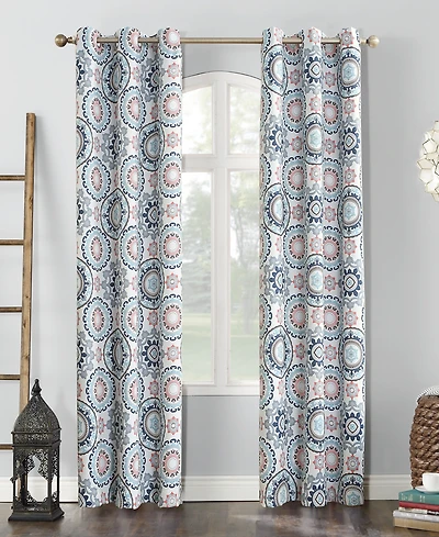 Nepal Global Medallion Print Blackout Grommet Curtain Panel
