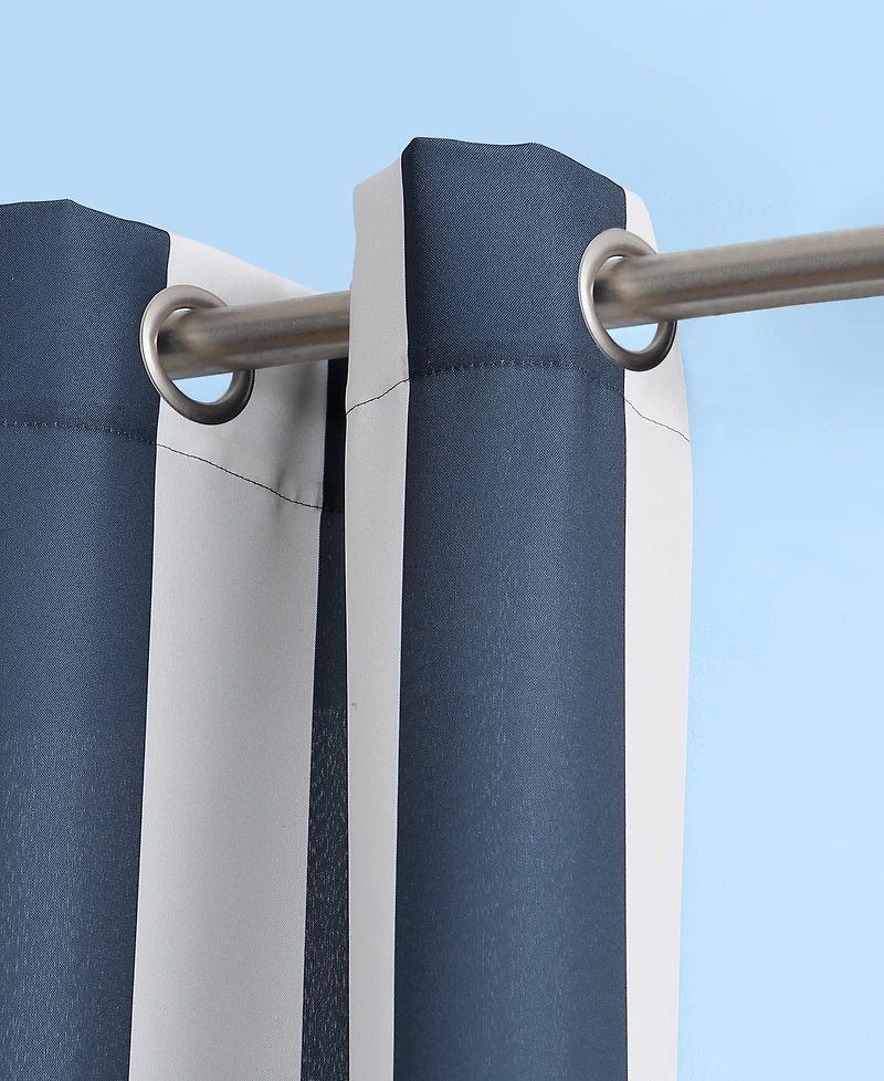Valencia Cabana Stripe Indoor/Outdoor Uv Protectant Room Darkening Grommet Curtain Panel