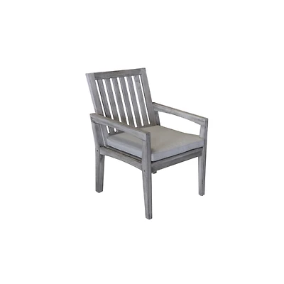 Courtyard Casual Driftwood Teak Surf Side Outdoor Dining Chair with Cushion