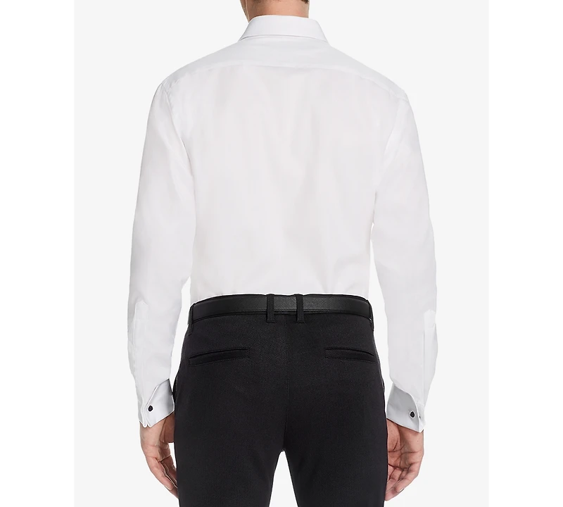 Michelsons of London Men's Classic/Regular Fit Solid French Cuff Tuxedo Shirt