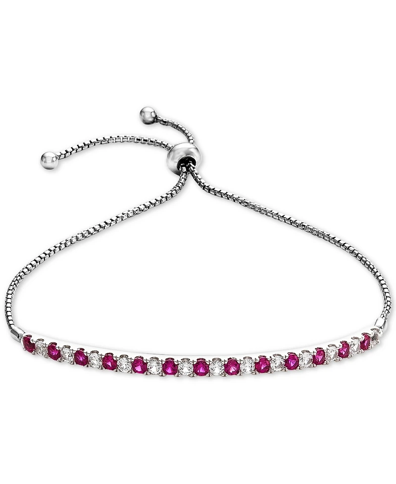 Lab-Grown Sapphire (5/8 ct. t.w) & White t.w.) Bolo Bracelet Sterling Silver (Also available Emerald, Ruby, Pink Sap