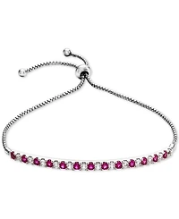 Lab-Grown Sapphire (5/8 ct. t.w) & White t.w.) Bolo Bracelet Sterling Silver (Also available Emerald, Ruby, Pink Sap