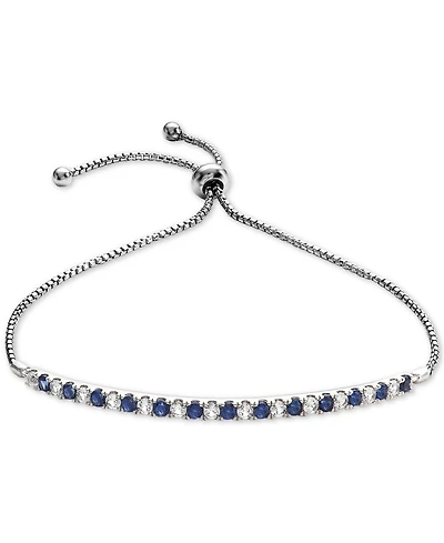 Lab-Grown Sapphire (5/8 ct. t.w) & White t.w.) Bolo Bracelet Sterling Silver (Also available Emerald, Ruby, Pink Sap