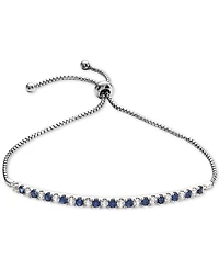 Lab-Grown Sapphire (5/8 ct. t.w) & White t.w.) Bolo Bracelet Sterling Silver (Also available Emerald, Ruby, Pink Sap
