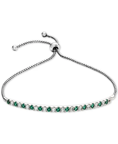 Lab-Grown Sapphire (5/8 ct. t.w) & White t.w.) Bolo Bracelet Sterling Silver (Also available Emerald, Ruby, Pink Sap