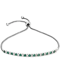 Lab-Grown Sapphire (5/8 ct. t.w) & White t.w.) Bolo Bracelet Sterling Silver (Also available Emerald, Ruby, Pink Sap