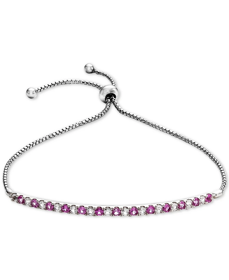 Lab-Grown Sapphire (5/8 ct. t.w) & White t.w.) Bolo Bracelet Sterling Silver (Also available Emerald, Ruby, Pink Sap