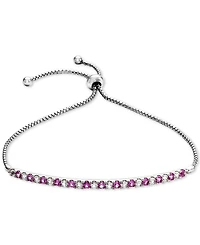 Lab-Grown Sapphire (5/8 ct. t.w) & White t.w.) Bolo Bracelet Sterling Silver (Also available Emerald, Ruby, Pink Sap