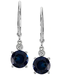 Lab-Grown Sapphire (2-7/8 ct. t.w.) & White Accent Drop Earrings Sterling Silver (Also Available Ruby)