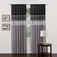 Lush Decor Night Sky Window Curtain Panel, Single 42"W x 84"L Black & Gray - Sequin Backdrop Curtain