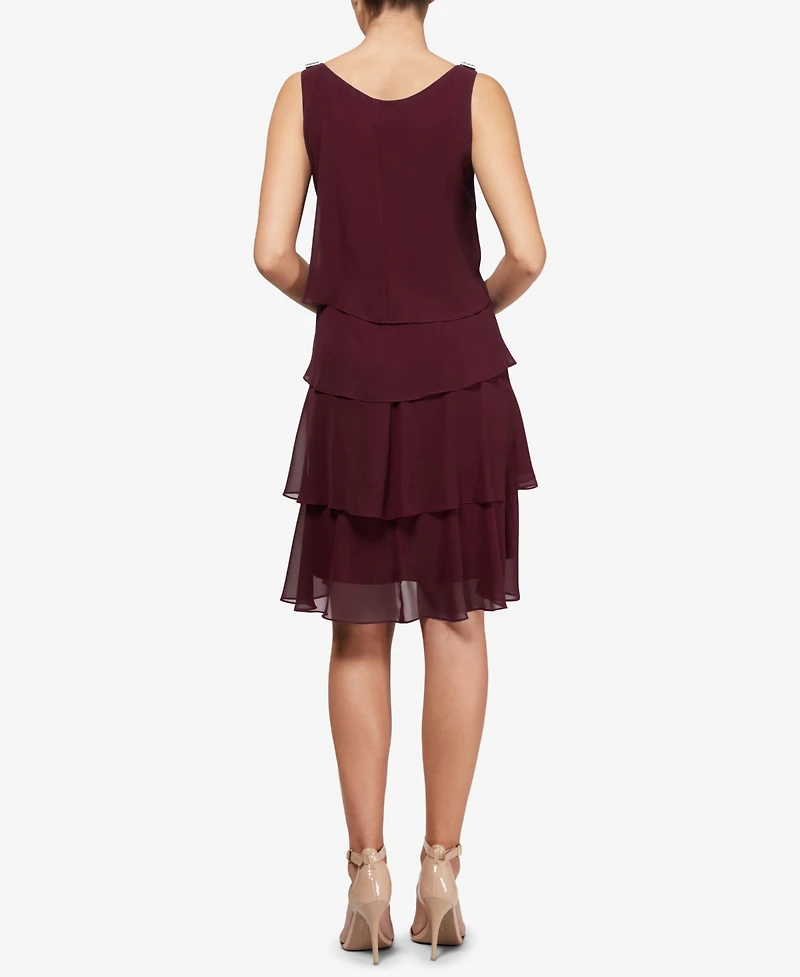Sl Fashions Tiered Chiffon Dress