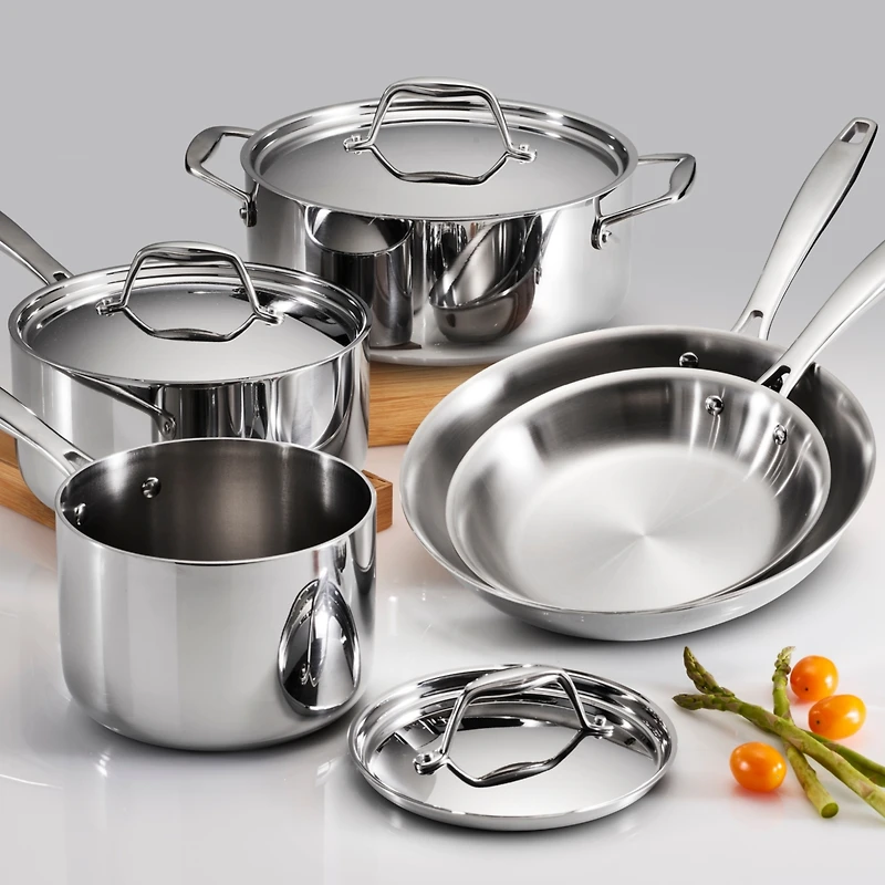Tramontina Signature 8-Piece Tri-Ply Base Stainless Steel Cookware Set with Lids